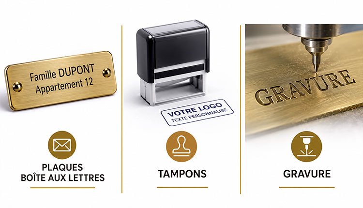 Gravure, plaques de boîte aux lettres et tampons à Nice